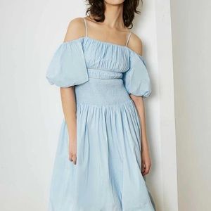J.ING Dainty Blue Powder Puff Midi Dress